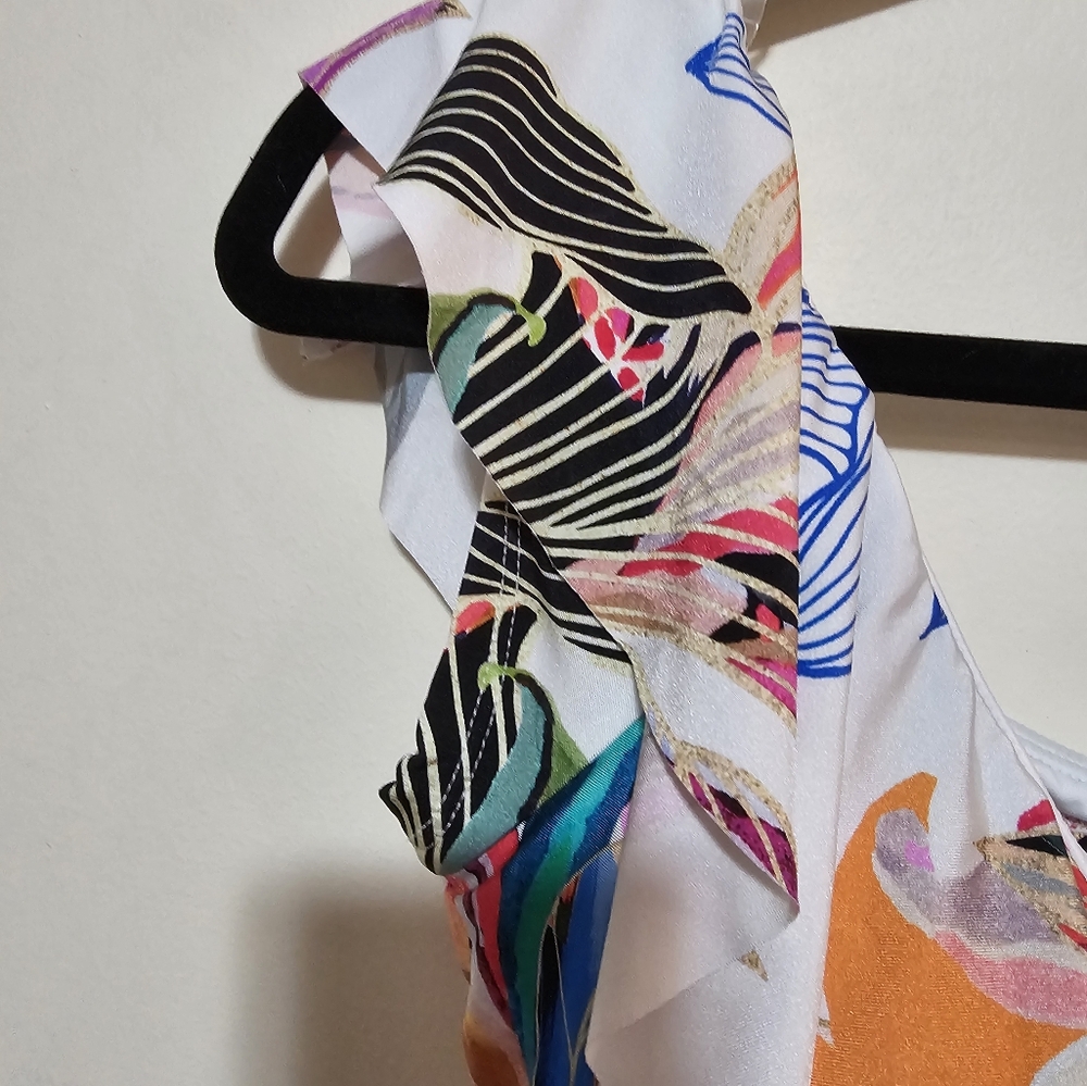 La Blanca One Piece Swimsuit - Women's Size 12 NWT Ruffle Floral Tropical Pool - Picture 8 of 16
